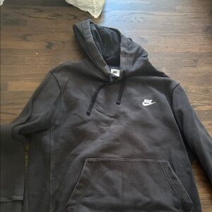 Nike Men’s Charcoal Gray Pullover Hoodie with White Logo